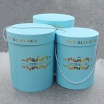  3종 파스텔 원통 선물상자 세트(블루)