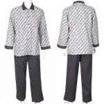 CELINE셀린느 일본제 네루원단 체인 앞 열림 신사 파자마(긴 소매&긴바지) 그레이 size M :: 유니박스