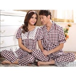 (마시루) Marshel 맨즈 파자마 반소매 파자마 하반소매 페어 디자인 귀여운 #은 # 룸 웨어 상하2점 세트 남성용 릴랙스 와인 체크 L3L :: 유니박스