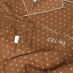 CELINE셀린느 일본제 도트 앞 열림 신사 파자마(긴 소매&긴바지) 차 size M :: 유니박스