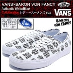 [해외] (VANS) VANS 스니커즈 레이디스 & 맨즈 배런 폰 팬시 어센틱(진정한,진짜의,실물의) White/Black villains VINYL...