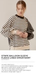 [EYEYE아이아이]STRIPE BALLOON SLEEVE FLEECE LINED SWEATSHIRT_WHITE (EETZ4WSR01W) [W CONCEPT]