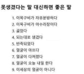 못생겼다는 말 대신 하면 좋은말 | 보배드림 국산차게시판