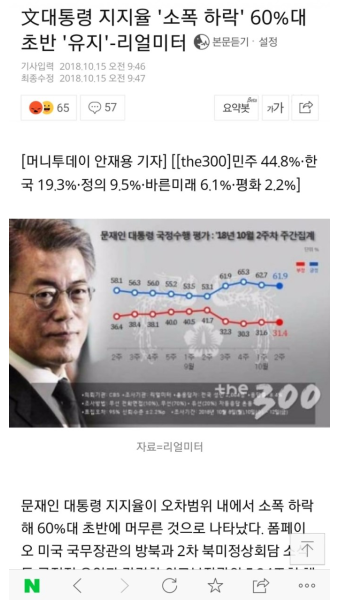 문재인 지지율 2주천하 하락 갱신 | 보배드림 시사이슈