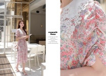 [새콤에이드*ops/a0369화려한 셔링실루엣이 화사함과 어울리는~새큼상큼 러블리한 롱 원피스~!생기돋는 피부톤 컬러감이 예술!] 피오나