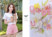 [컬러펜슬*tee/a0491데일리하게 즐겨주기 좋은 티셔츠!!플라워 프린팅으로 섬세하게 디자인하여페미닌한 분위기를 살려준 상품!] 피오나