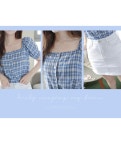 [상큼체크*blouse/a0596러블리하고 상큼한 체크블라우스스퀘어넥 디자인으로 여성스러운 쇄골미인가볍고 시원한소재로 데일리하게~] 피오나