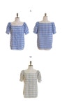 [상큼체크*blouse/a0596러블리하고 상큼한 체크블라우스스퀘어넥 디자인으로 여성스러운 쇄골미인가볍고 시원한소재로 데일리하게~] 피오나