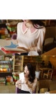 [★특가세일50%★러블리한 배색카라 디테일이 매력적인 블랑~♥)베로니카*blouse/f8943]