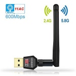 ANEWKODI AC600Mbps Wifi Adapter Dual Band 2.4G/5.8G Wireless Network Adapter 802.11ac USB Wifi Adapter for Desktop/Laptop/PC, Support... 