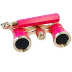 HQRP Opera Glasses Rose / Pink-pearl with Gold Trim w/ Built-In Extendable Handle plus HQRP UV Meter | 해외직구는 플라이굿!... 