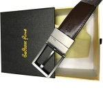 Beltox Fine Men&amp;#39;s Dress Belt Leather Reversible 1.25&amp;quot; Wide Rotated Buckle Gift Box (Black/Brown,34-36)... 