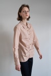 GATHERED LONG SLEEVE COTTON SHIRT (PEACH) - S.I.VILLAGE [GOUACHE]GATHERED LONG SLEEVE COTTON SHIRT (PEACH) -