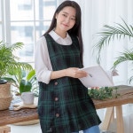 G9 | 그린 빅체크 원피스앞치마. 어린이집교사앞치마