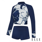 엘르 스윔웨어(ELLE SWIMWEAR) 여성 비치 래쉬가드(크롭) + 팬츠 SET EVSSL41NVY - 87,500원 | 무신사 스토어