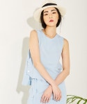 Salon de 가연(살롱드가연) | 살롱드서울(SALON DE SEOUL) BUTTON CROPPED TOP (SKY BLUE) - 39,000원 | 무신사 스토어 - 셀렉트숍