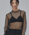 살롱드서울(SALON DE SEOUL) WOMAN HIGH NECK MASH SHIRT (BLACK) - 36,800원 | 무신사 스토어 - 셀렉트숍