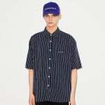 슈벳(SUBET) 핀 스트라이프 반팔 셔츠 / 네이비 - 38,500원 | 무신사 스토어