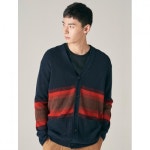 에잇세컨즈(8SECONDS) 네이비 오버사이즈 배색 스트라이프 카디건 (26815AWY1R) - 19,900원 | 무신사 스토어