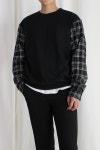 더 베리 띵(THE VERY THING) T- check sleeve sweatshirt_BK - 59,000원 | 무신사 스토어