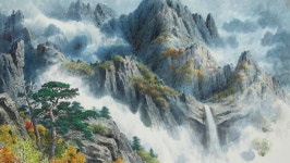 국내최대 미술품경매 - 포털아트 금강산의 가을 *(124cm x 70cm 약47호) 2006 *원목유리액자*