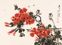 국내최대 미술품경매 - 포털아트 뜰안의 여름 *(60cm x 44cm 약13호) 종이에 채색 2007 *유리액자*