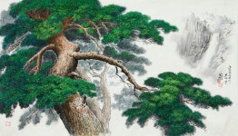 국내최대 미술품경매 - 포털아트 - 금강산 구룡의 소나무 *(127cm x 71cm 약48호) 조선화 2008