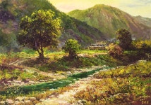 국내최대 미술품경매 - 포털아트 옥계천마을어구 *(91cm x 65cm) 캔버스에 유채 2006 *액자없음 *작품상세참조*