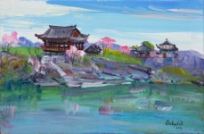 국내최대 미술품경매 - 포털아트 - 진주성의 봄 *6P(41cm x 27cm) 캔버스에 유채 2010 *유리액자*