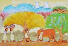 국내최대 미술품경매 - 포털아트 - 영생 그리고 노래(동구밖) *2F(26cm x 18cm) Oil on canvas 2008 *유리액자 상세설명 필독