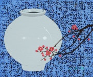 국내최대 미술품경매 - 포털아트 - 달 - 텅빈충만 *8F(45.5cm x 38cm) 캔버스에 혼합재료 *유리액자*