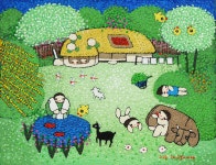 국내최대 미술품경매 - 포털아트 동심 *10P(53cm x 41cm) 캔버스에 유채   돌가루 2011 *유리액자*