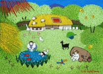 국내최대 미술품경매 - 포털아트 동심 *20P(73cm x 53cm) 캔버스에 유채   돌가루 2012 *유리액자*