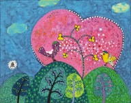 국내최대 미술품경매 - 포털아트 - 마음속의 풍경 *3F(27cm x 21.5cm) 캔버스에 혼합 *유리액자 상세내용참조*