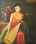 국내최대 미술품경매 - 포털아트 비파를 들고 있는 여인 *12F(50cm x 61cm) 캔버스에 유채 2006 *유리액자*