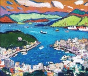 국내최대 미술품경매 - 포털아트 한국의 나포리 통영항구 *10F(53cm x 45.5cm) 캔버스에 유채 2009 *유리액자 상세설명필독*