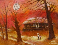 국내최대 미술품경매 - 포털아트 - 그리움이 머무는 곳 *10P(53cm x 41cm) 캔버스에 유채 2010 *유리액자*