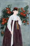 국내최대 미술품경매 - 포털아트 사모 *변형20호(45.5cm x 72.5cm 약15호) 순지에 수간채색 2003 *유리액자*