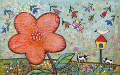 국내최대 미술품경매 - 포털아트 - 꿈의 여행 - 행복한 시간 *10M(53cm x 33.4cm) 캔버스에 혼합재료 2010 *유리액자*