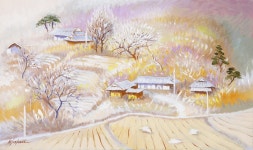 국내최대 미술품경매 - 포털아트 - 봉화 사미정의 가을 *6M(41cm x 24cm) 캔버스에 유채 2009 *유리액자*