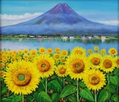 국내최대 미술품경매 - 포털아트 명산과 해바라기 *(53cm x 45.5cm 약10호) 캔버스에 유채 2016 *유리없는액자*