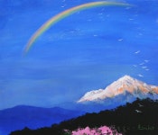 국내최대 미술품경매 - 포털아트 솔롱고스(무지개 뜨는 나라) *10F(53cm x 45.5cm) 캔버스에 혼합재료 2008 *유리액자 상세설명 필독*