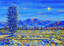 국내최대 미술품경매 - 포털아트 - 고향가는 길 *8P(45.5cm x 33.4cm) 캔버스에 아크릴 2010 *유리액자*