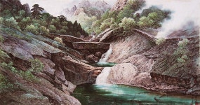 국내최대 미술품경매 - 포털아트 - 금강산 련주담 (132cm x 63cm)