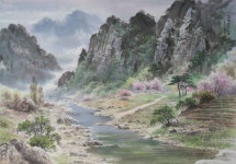 국내최대 미술품경매 - 포털아트 고향산촌의 새봄 (101cm x 71cm) 작가소개없음