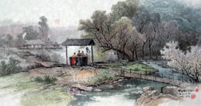 국내최대 미술품경매 - 포털아트 - 옛 고향의 우물가 (132cm x 64cm)