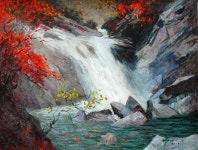 국내최대 미술품경매 - 포털아트 - 금강산 련주담 (71cm x 53cm 통관 마지막작품)