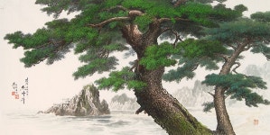 국내최대 미술품경매 - 포털아트 집삼바다가의 소나무 (128cmx65cm.) 