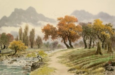 국내최대 미술품경매 - 포털아트 - 산촌의 가을 (100cmx67cm.표구) 판매완료