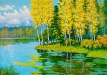 국내최대 미술품경매 - 포털아트 삼지연못가에서 본 포태산 (102cm x 73cm. 약37호) *3월23일 통관 작품* 